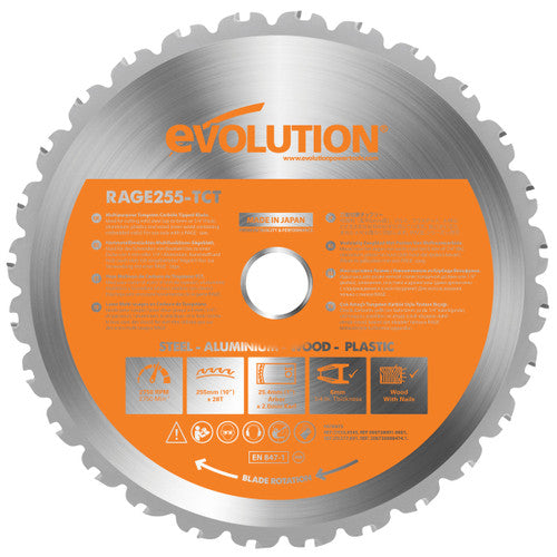 Evolution R255 TCT Multi-Purpose Circular Saw Blade 255mm × 28T