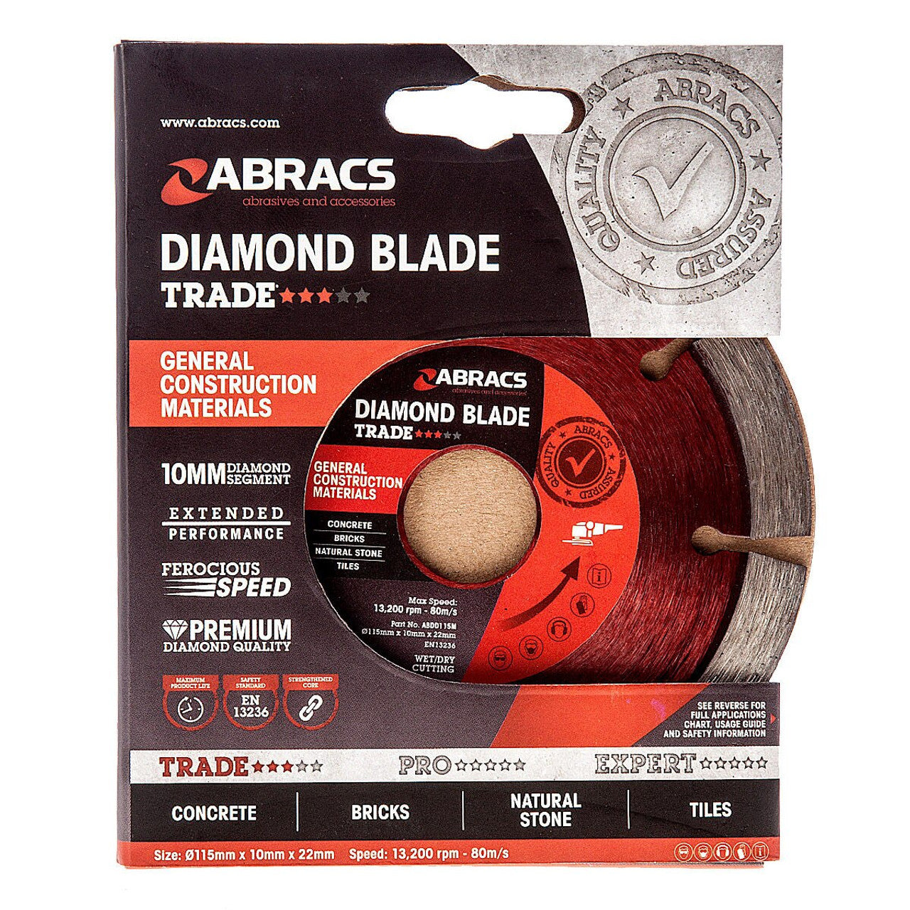 Abracs ABDD115M Trade General Purpose Diamond Blade 115 × 10 × 22mm