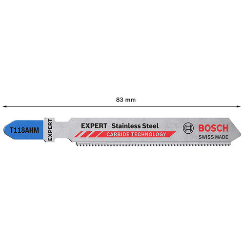 Bosch T118AHM EXPERT Jigsaw Blade for Stainless Steel 83mm (Pack of 3)