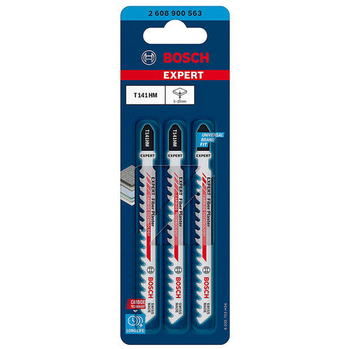 Bosch T141HM EXPERT Jigsaw Blade for Fibre Plaster 100mm (Pack of 3)