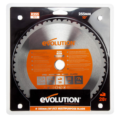 Evolution R255 TCT Multi-Purpose Circular Saw Blade 255mm × 28T