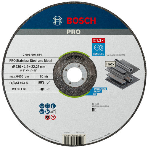 Bosch 2608601514 PRO Stainless Steel & Metal Cutting Disc 230mm (Box of 25)
