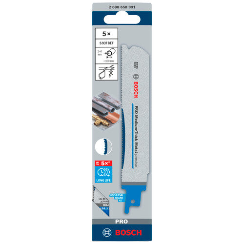 Bosch S937BEF PRO Precise Reciprocating Saw Blade for Metal 150mm (Pack of 5)