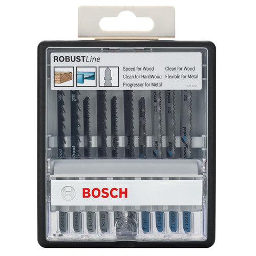 Bosch 2607010542 Robust Line Jigsaw Blade Set for Wood & Metal (10 Piece)