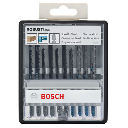 Bosch 2607010542 Robust Line Jigsaw Blade Set for Wood & Metal (10 Piece)