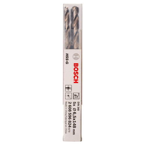 Bosch 2608596824 PRO Metal HSS-G Twist Long Length Drill Bit 6.5 × 97mm (Pack of 5)