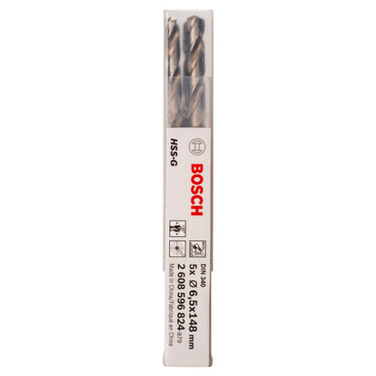 Bosch 2608596824 PRO Metal HSS-G Twist Long Length Drill Bit 6.5 × 97mm (Pack of 5)