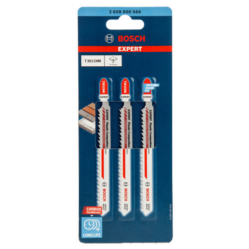 Bosch T301CHM EXPERT Clean Jigsaw Blade for Plastic Composites 117mm (Pack of 3)