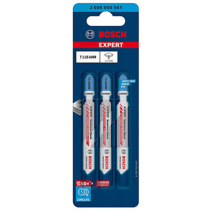 Bosch T118AHM EXPERT Jigsaw Blade for Stainless Steel 83mm (Pack of 3)