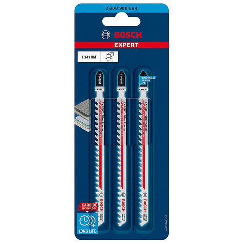 Bosch T341HM EXPERT Jigsaw Blade for Fibre Plaster 132mm (Pack of 3)