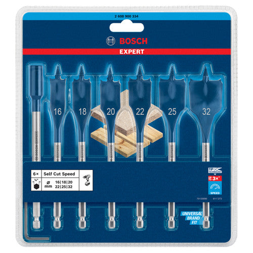 Bosch 2608900334 EXPERT Self Cut Speed Spade Drill Bit Set (7 Piece)