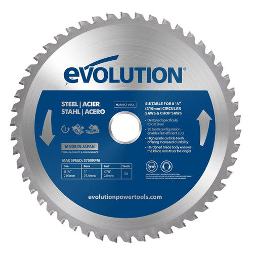 Evolution M210TCT-50CS TCT Mild Steel Cutting Circular Saw Blade 210 × 25mm × 50T